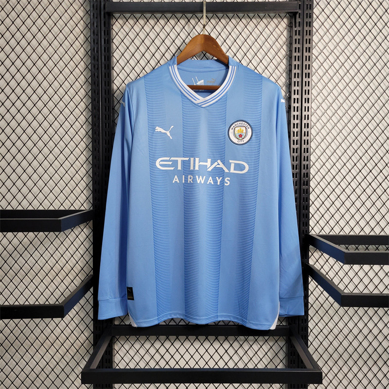 Manchester City 23-24 Home Long Sleeve Jersey - Fans Version